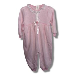 Vintage Pink & White Lace Snap Onesie